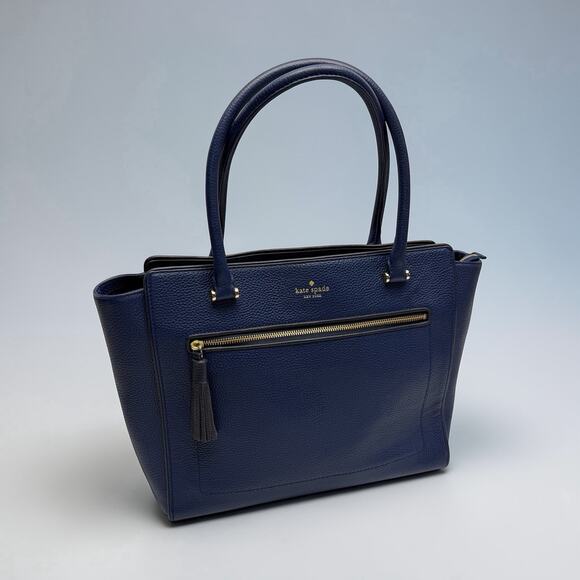 kate spade new york Handbags - Kate Spade Chester Street Allyn Large Satchel Tote Navy Blue Pebbled Leather